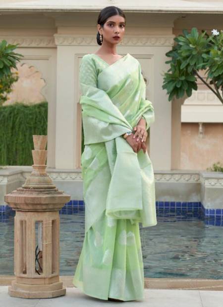 Pista Green Colour RAJTEX KEVAAH LINEN Festive Wear Designer Weaving Silk Saree Collection 216004